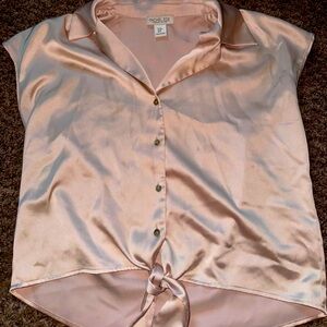 Rachel Zoe blouse. Size Medium. Peach/ Cream color. Satin fabric